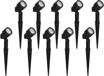 Kit 10 Espetos Abs Preto Fosco LED 6W IP65 360lm