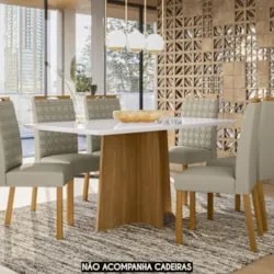 Mesa de Jantar Retangular 160cm 6 Lugares Zuma Ypê/Off N02 - Mpozenat
