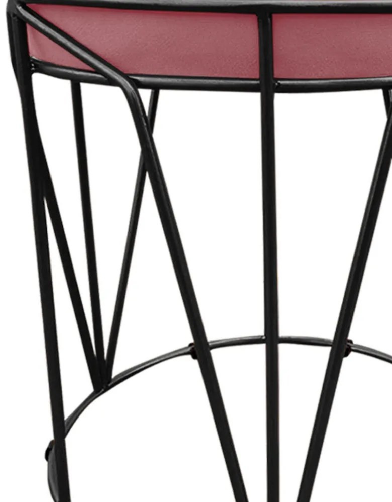Puff Multiuso com Mesa Babu 2 em 1 Suede Rose Base Preto - D'Rossi