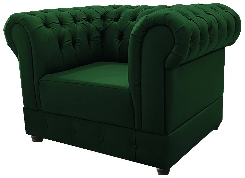 Kit Poltrona e Namoradeira Chesterfield Ana Suede Verde - ADJ Decor