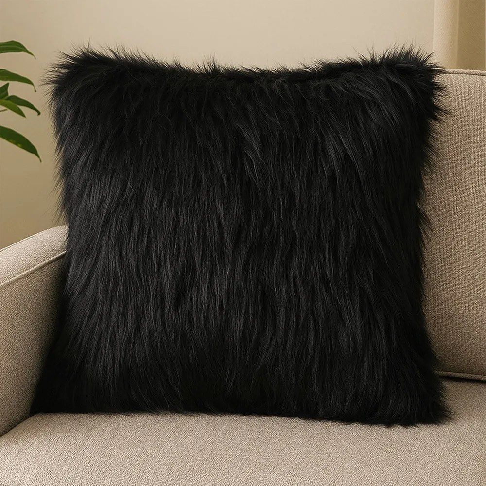 Tecido Pelúcia de Pelo Alto 1,60x2,00 m para Decoração Preto - D'Rossi
