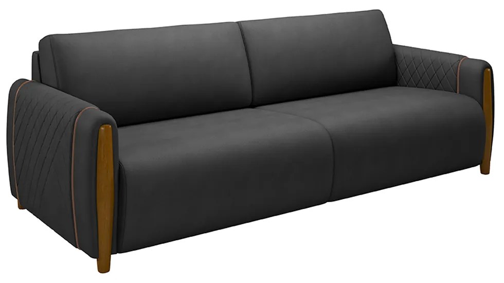 Sofá Decorativo 3 Lugares 223cm Maceió PU Cinza G45 - Gran Belo