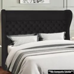 Cabeceira Cama Box Casal King 195cm Trinidad Z37 Sintético Preto - Mpo