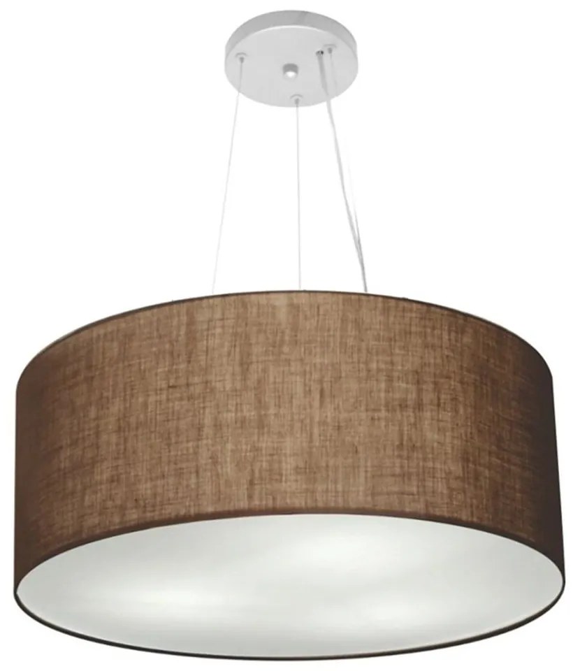 Lustre Pendente Cilíndrico Md-4047 Cúpula em Tecido 50x21cm Café - Bivolt