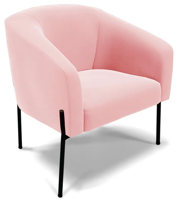 Sofá Namoradeira e Poltrona Pé de Ferro Preto Stella Suede D03 - D'Rossi - Rosa Bebê