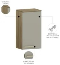 Armário de Cozinha Aéreo 40cm 1 Porta Nádia Mocca/Avelã L01 - Mpozenat