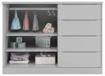 Cômoda Infantil 2 Portas 4 Gavetas Lua Z39 Cinza - Mpozenato
