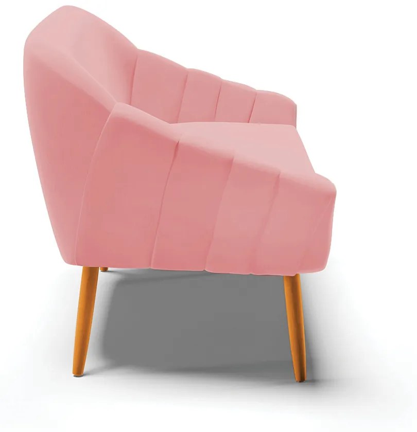 Namoradeira 02 Lugares Giovana Suede Pés Palito Castanho - D'Rossi - Rose