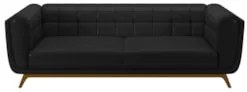 Sofá Living Decorativo 2 Lugares 180cm Bellart Z32 Sintético Preto - M