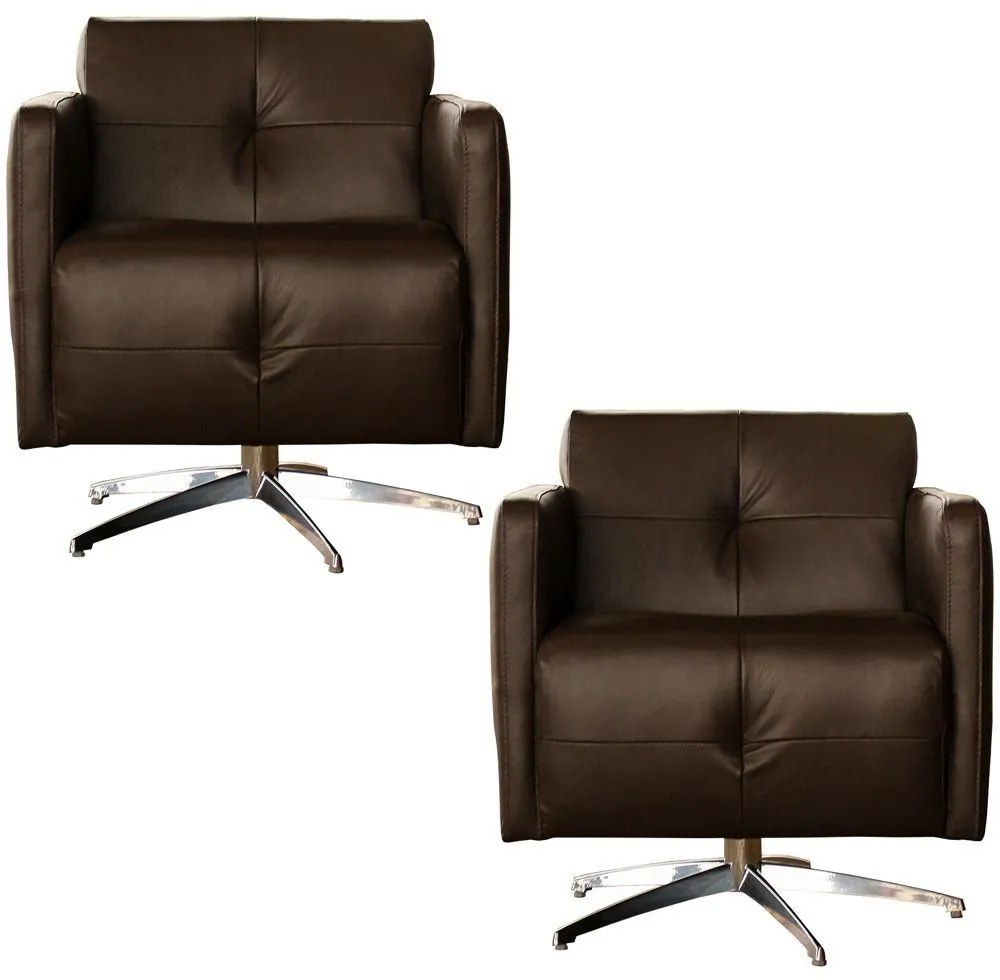 Kit 2 Poltronas Giratória para Sala de Estar Astana Couro Capucino G40 - Gran Belo