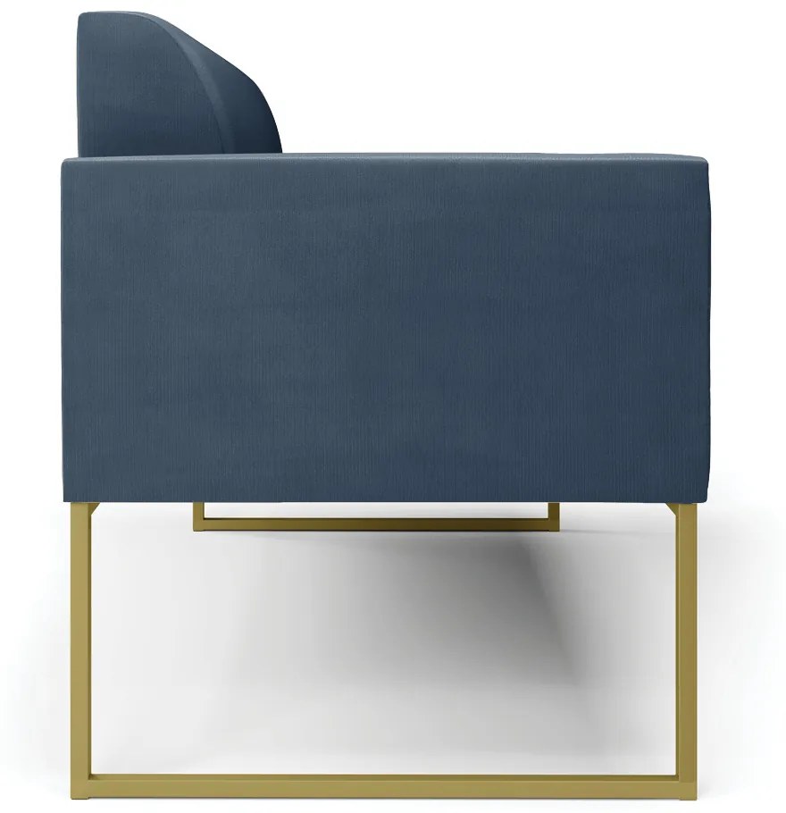 Sofá Namoradeira Base Industrial Dourado Marisa Suede Azul Marinho D03 - D'Rossi