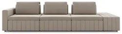 Sofá Ilha e Puff Sala Living 335cm Siesta M22 Veludo Bege - Mpozenato