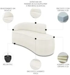 Sofá 3 Lugares 180cm Wendi e Poltrona Steve Boucle Off White I01  - Mp
