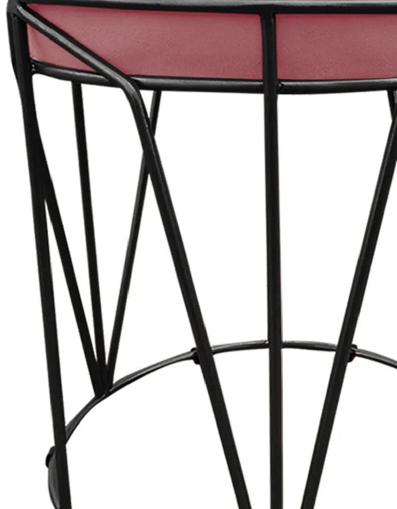 Puff Multiuso com Mesa Babu 2 em 1 Suede Base Preto D'Rossi - Rose