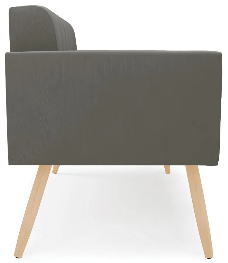 Sofá Namoradeira Elisa Suede Grafite Pés Palito Natural - D'Rossi