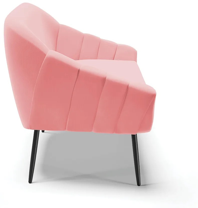 Namoradeira 02 Lugares Giovana Suede Rosê Pés Palito de Ferro - D'Rossi
