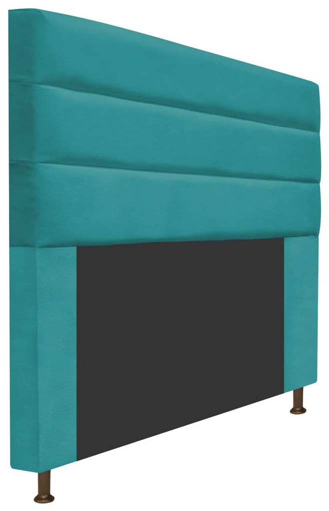 Cabeceira Estofada Turim 160 cm Queen Size Suede Azul Turquesa - ADJ Decor