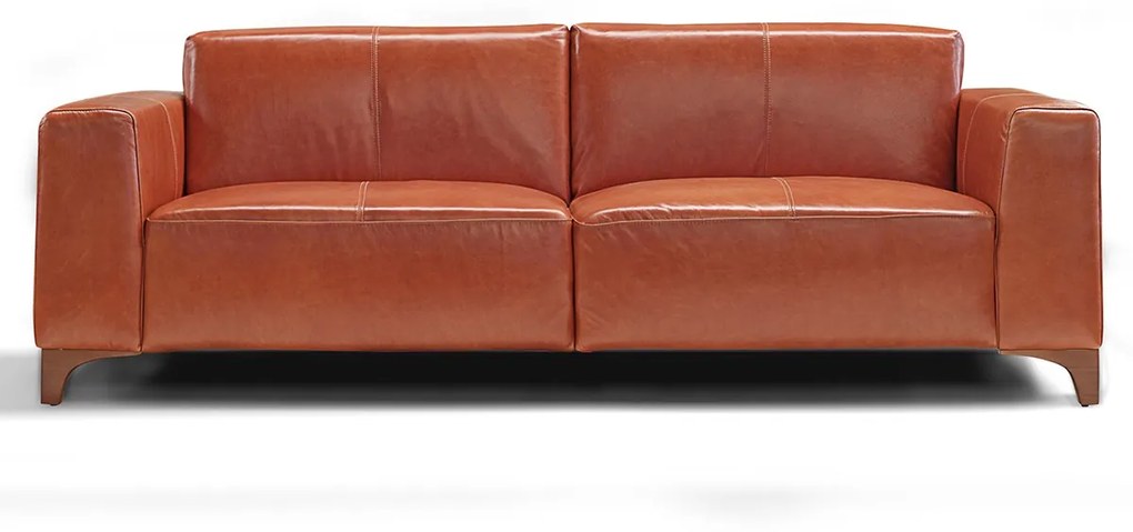 Sofá de Couro 3 Lugares Devon 226cm M06 Cor Crystal Avermelhado 467 - ADJ DECOR