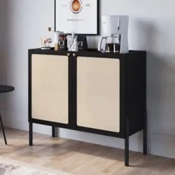 Balcão Aparador Buffet Cantinho do Café Pés Madeira Arlo A10 Nero/Pret