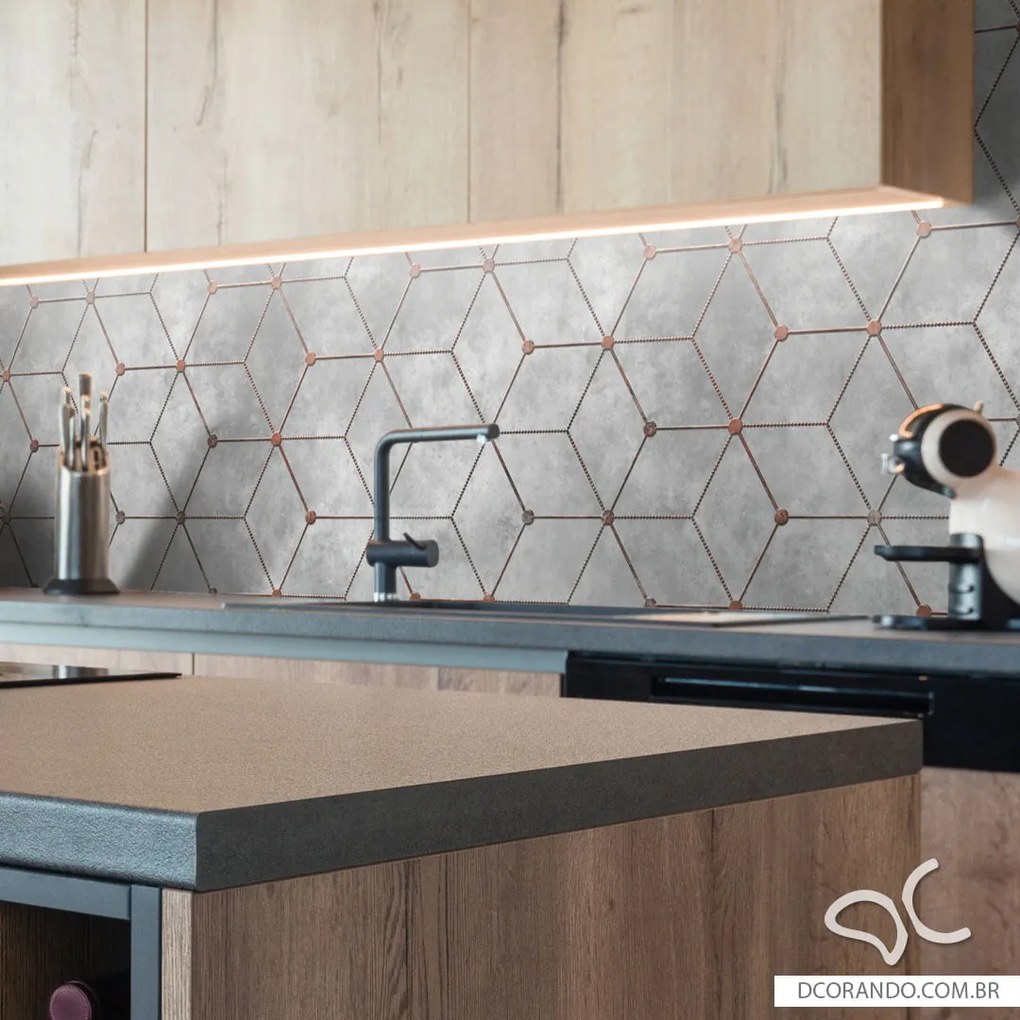 Papel de Parede Cubo Industrial Cimento Queimado Aço Corten