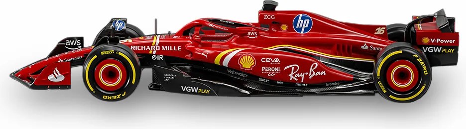 Modelo 1.2 Carro de Corrida Scuderia CL Artesanal Fibra de Vidro e Polietileno Decorativo F1 SF-24 2024 Vermelho G53 - Gran Belo