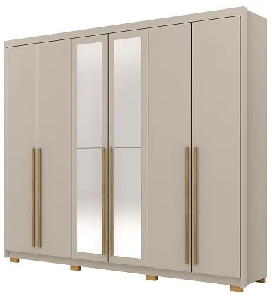 Guarda Roupa Com Espelho Dubai Majestic 6 Portas e 3 Gavetas Fendi - Vila Rica Móveis