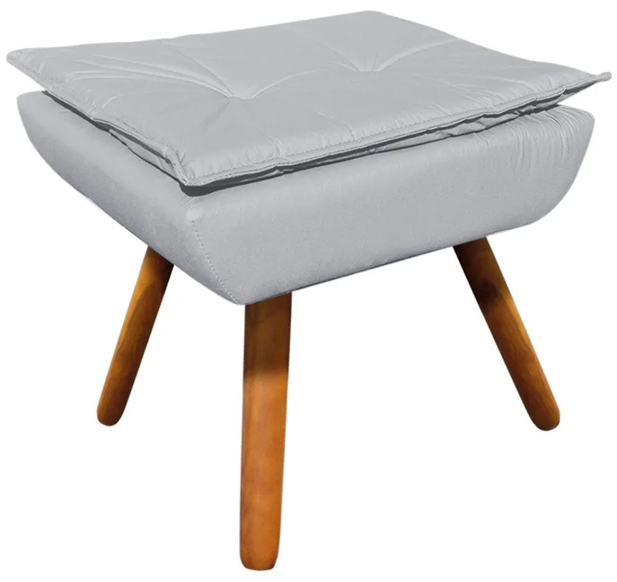 Puff Banqueta Decorativo Pé Palito Opala Corino D03 - D'Rossi - Cinza