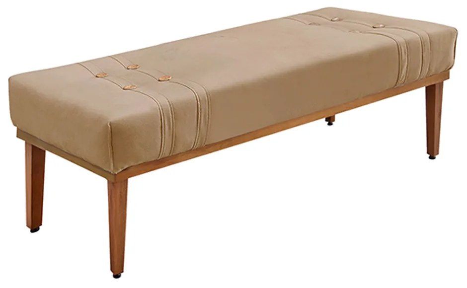 Recamier Decorativo 90cm Kors Suede Pés de Madeira Bege G63 - Gran Belo