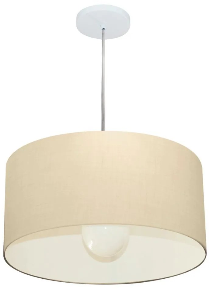 Lustre Pendente Cilíndrico Md-4203 Cúpula em Tecido 45x21cm Algodão Crú - Bivolt
