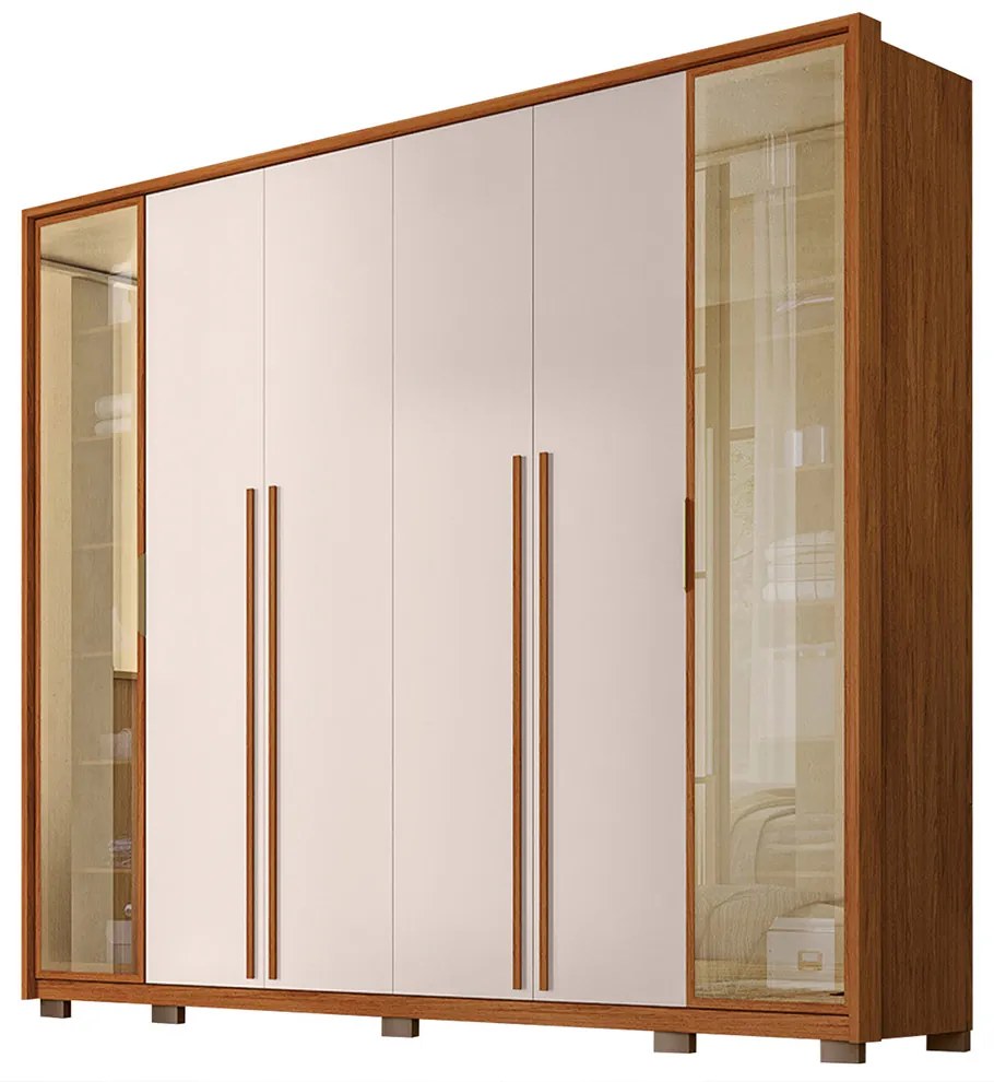 Guarda Roupa Casal Galeno 265cm com 6 Portas e 6 Gavetas em MDF Freijo/OffWhite G11- Gran Belo