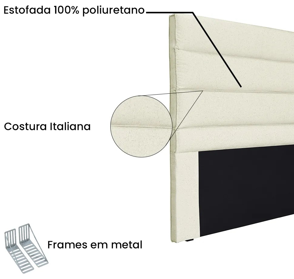 Cabeceira Cama Box Casal 140 cm Arles Linho S04 - D'Rossi - Natural