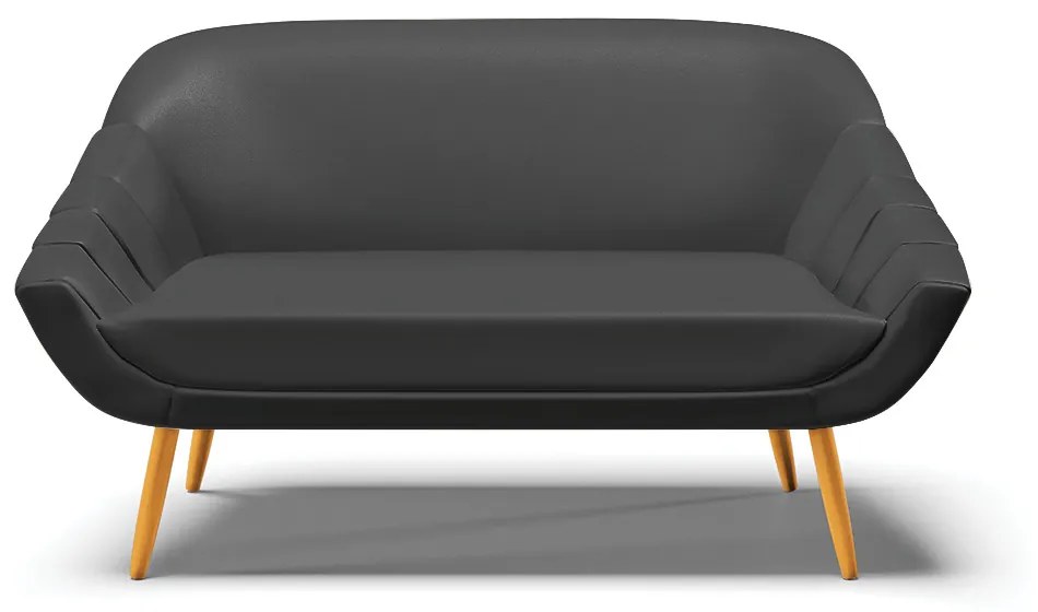 Namoradeira 02 Lugares Giovana Corino Pés Palito Castanho - Indo Decorar - Preto