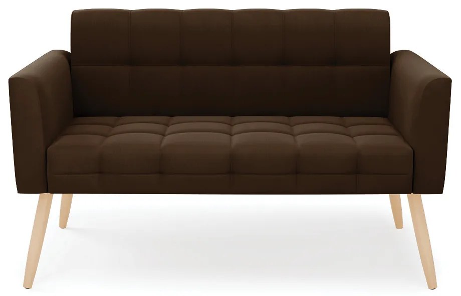 Sofá Namoradeira Elisa Suede Pés Palito Natural - D'Rossi - Marrom