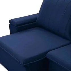 Sofá Retrátil Reclinável 3 Lugares 225cm Baluart F05 Veludo Azul - Mpo