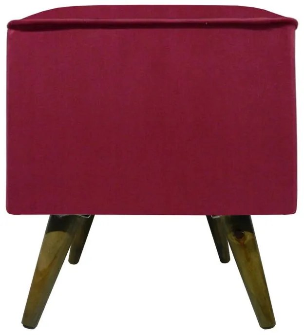 Puff Quadrado Modena Sigma em Suede com Pés Palito Inclinado - Vinho