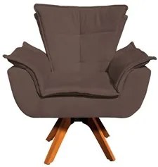 Kit 2 Poltronas Decorativas Base Giratória Giromad com Puff Opla Suede