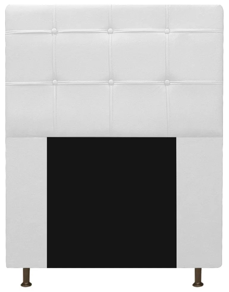 Kit Cabeceira e Calçadeira Baú Estofada Mel 90 cm Solteiro Com Capitonê Corano Branco - ADJ Decor
