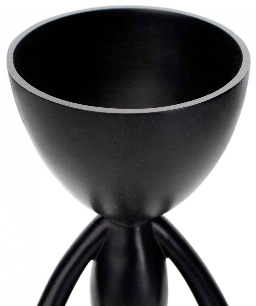 Vaso Decorativo Bob Robert Plant Sentando Em Poliresina Preto 18x10x10 Cm - D'Rossi