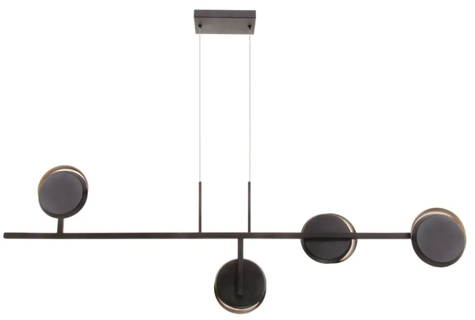 Pendente Eclipse Linear Assimetrico 120X10X35Cm Discos Metal Aluminio... (ONIX, 220V)