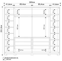 Guarda Roupa Casal 6 Portas 6 Gavetas 265cm Espartacus Freijó/Off Whit