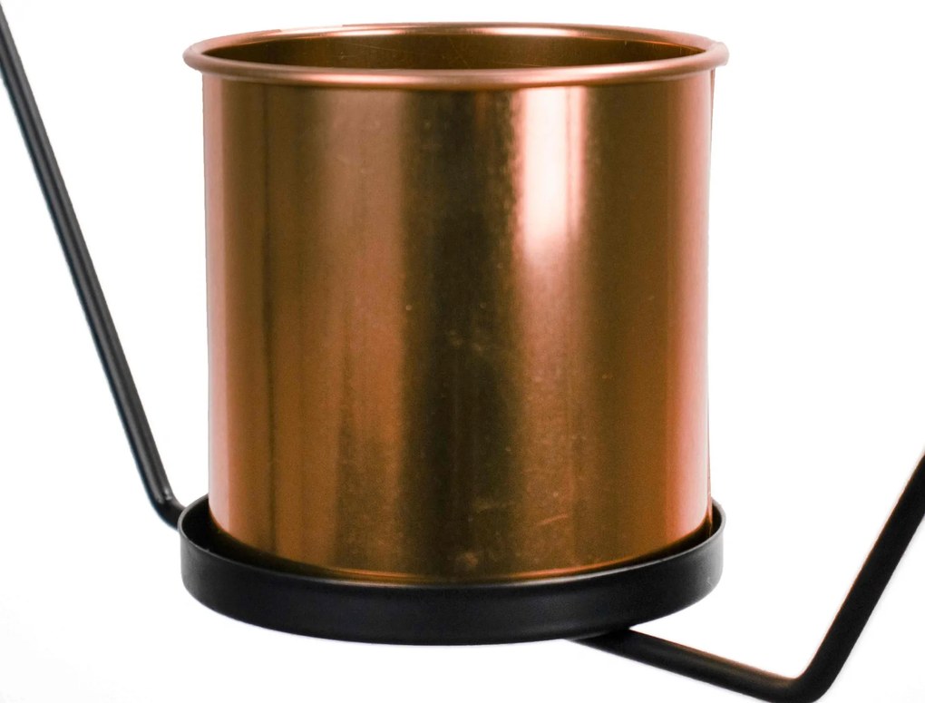 Vaso Decorativo Metal para Pendurar Rose e Preto 29x33 Cm - D'Rossi