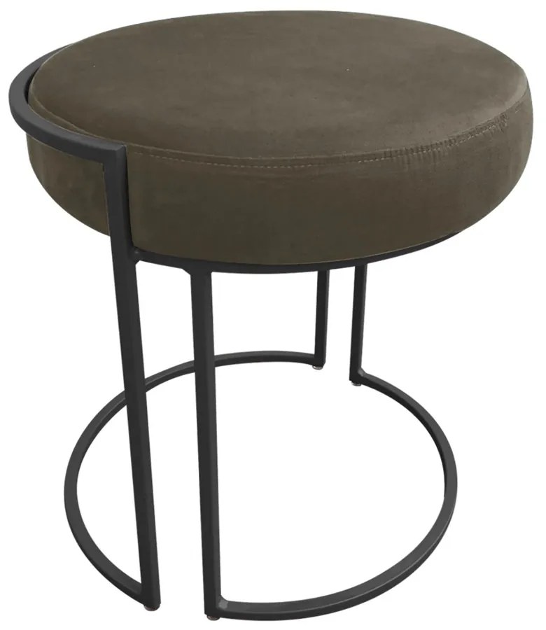 Puff Redondo Base Industrial Preto Kit 2 Love Suede D03 - D'Rossi  - Marrom Rato