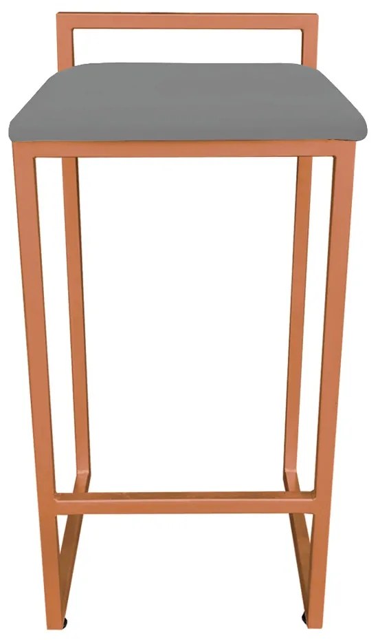 Conjunto 02 Banqueta Alta Industrial Pietra Suede Grafite Base Cobre D'Rossi
