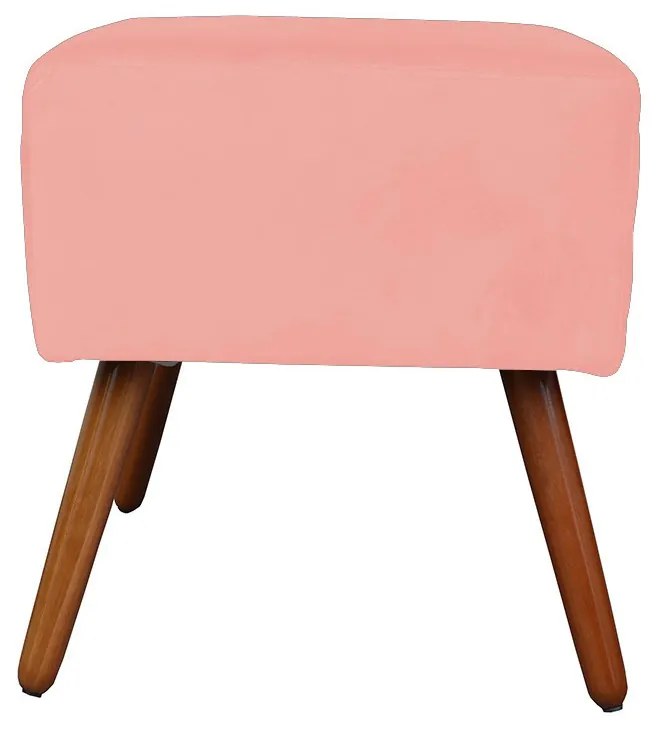 Puff Decorativo Quadrado Malu com Pés Palito Suede Rosê