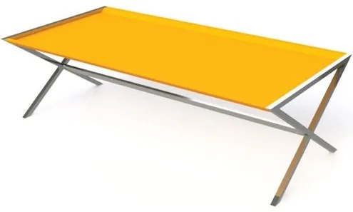 Mesa Centro Dado MDF Amarelo Base Cromada 1,00 MT (LARG) - 40804 Sun House