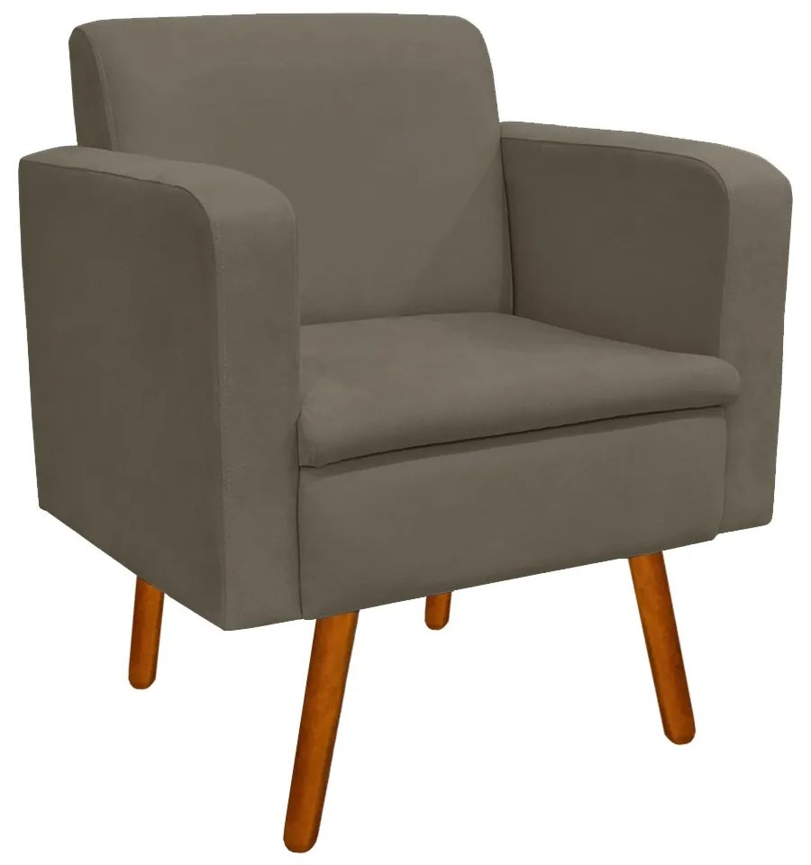 Poltrona Emilia Suede Marrom Rato Pes Palito - D'Rossi