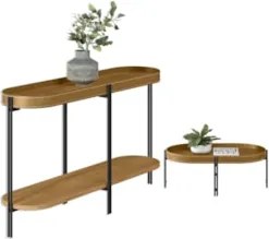 Aparador e Mesa de Centro Estilo Industrial Ville Caramelo L06 - Mpoze