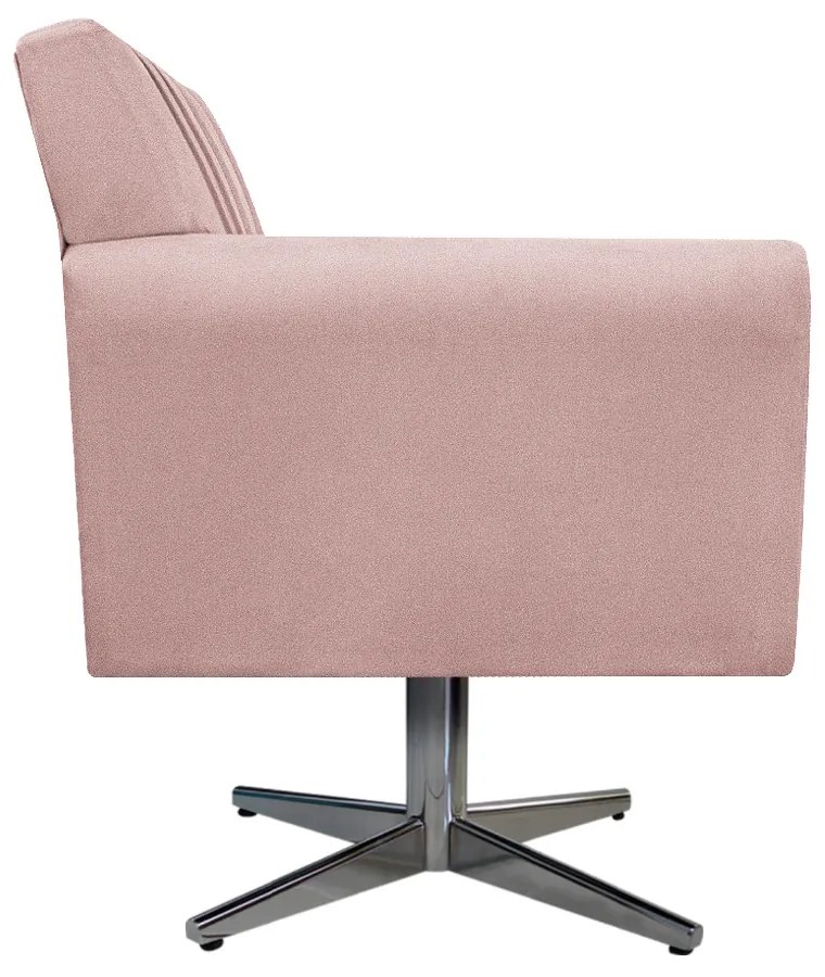 Poltrona Laura Base Giratória de Metal Suede Rosê - ADJ Decor