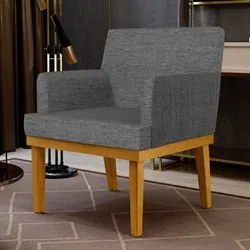 Kit 2 Poltronas Decorativas Vitória W01 Linho Cinza Escuro - Mpozenato