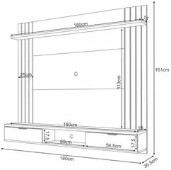 Painel Para TV 70 Pol 180cm Ripado 2 Portas Solle H01 Off White/Cinamo
